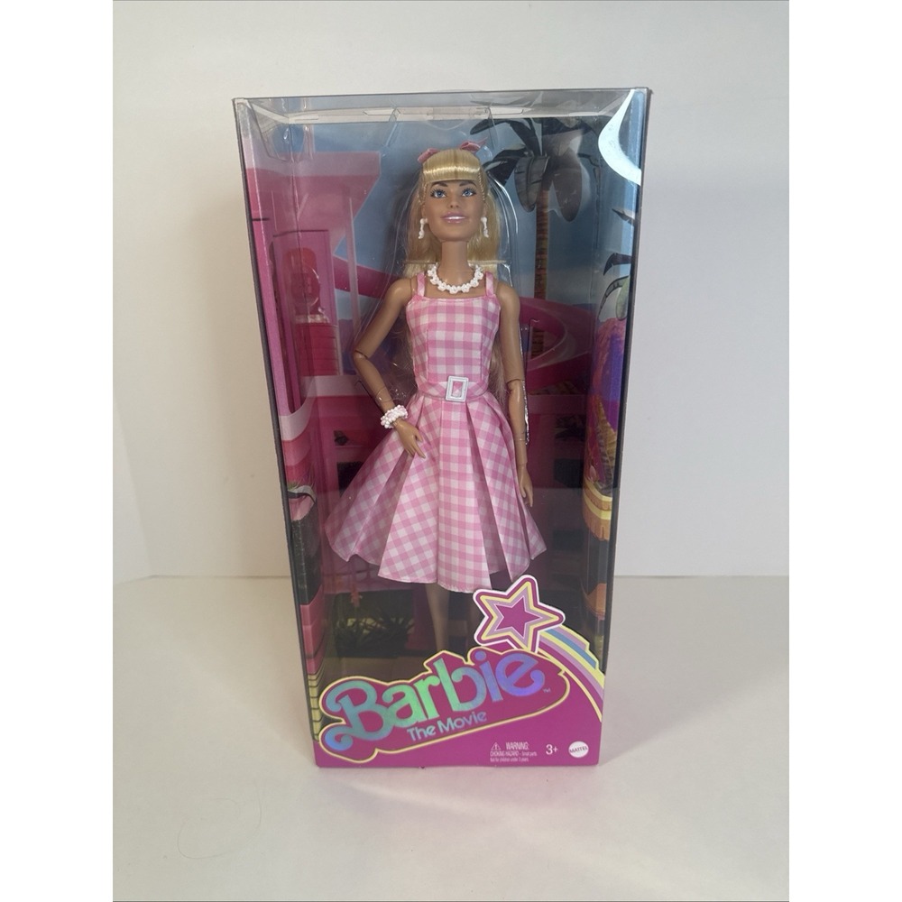 Barbie The Movie Margot Robbie‎ Pink Gingham Dress Doll Brand New HPJ96. BNIB